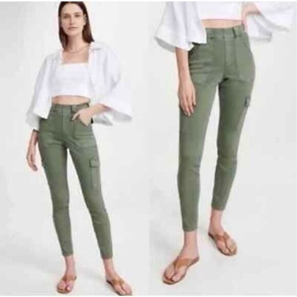 Spanx Stretch Twill Ankle Cargo Pant in Soft Sage Green Medium - Picture 1 of 9